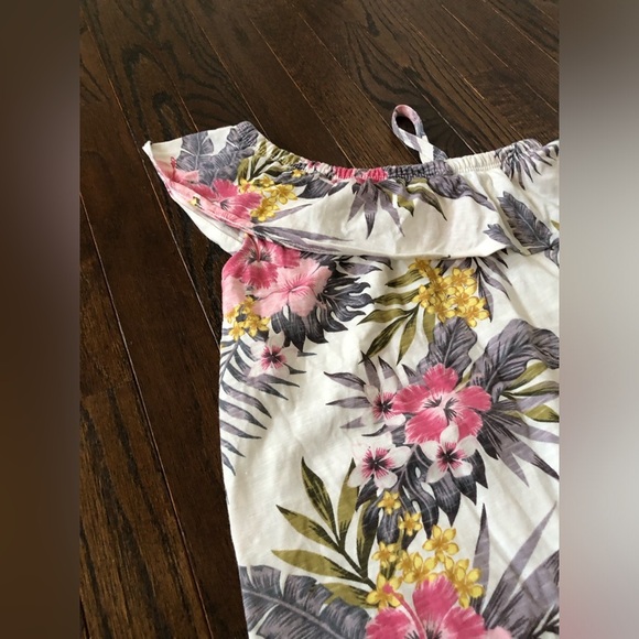 Jessica Simpson Girls 6X Ruffled One-Shoulder White Tropical Palm Dress - VGUC! - Picture 9 of 9